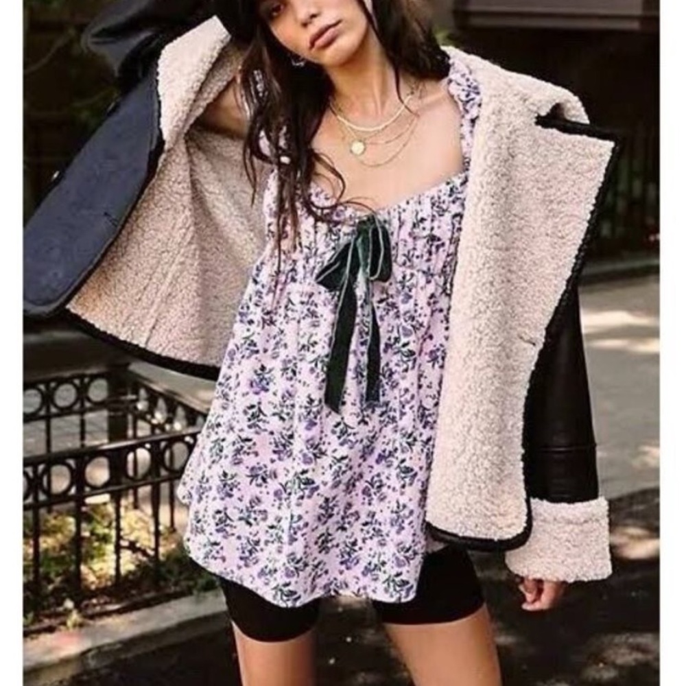 Free People Gaia Corduroy Babydoll Tunic Top